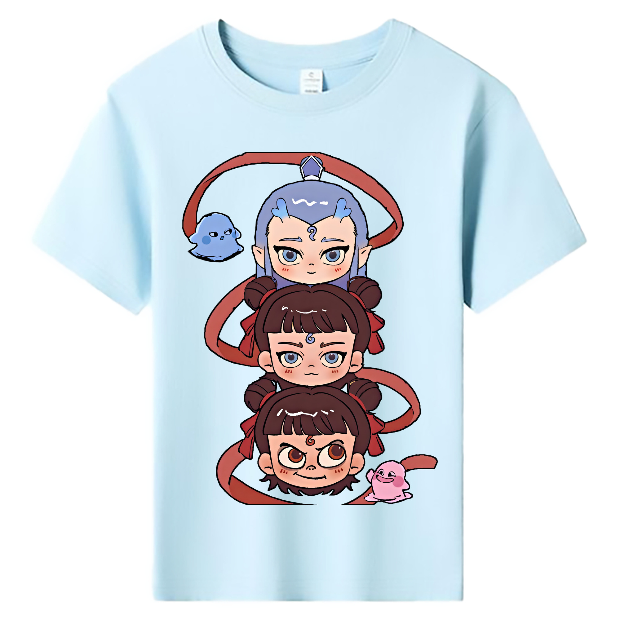 （画像用） Ne Zha 2 ナタ 魔童の大暴れ 綿100％キッズTシャツ（フロントプリント）